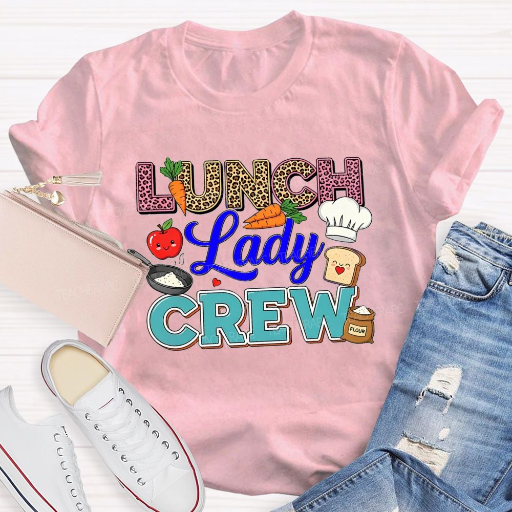 Lunch Lady Crew Leopard Print School Cafeteria Staff T-shirt