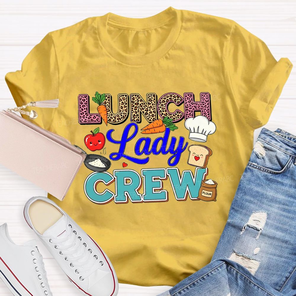 Lunch Lady Crew Leopard Print School Cafeteria Staff T-shirt