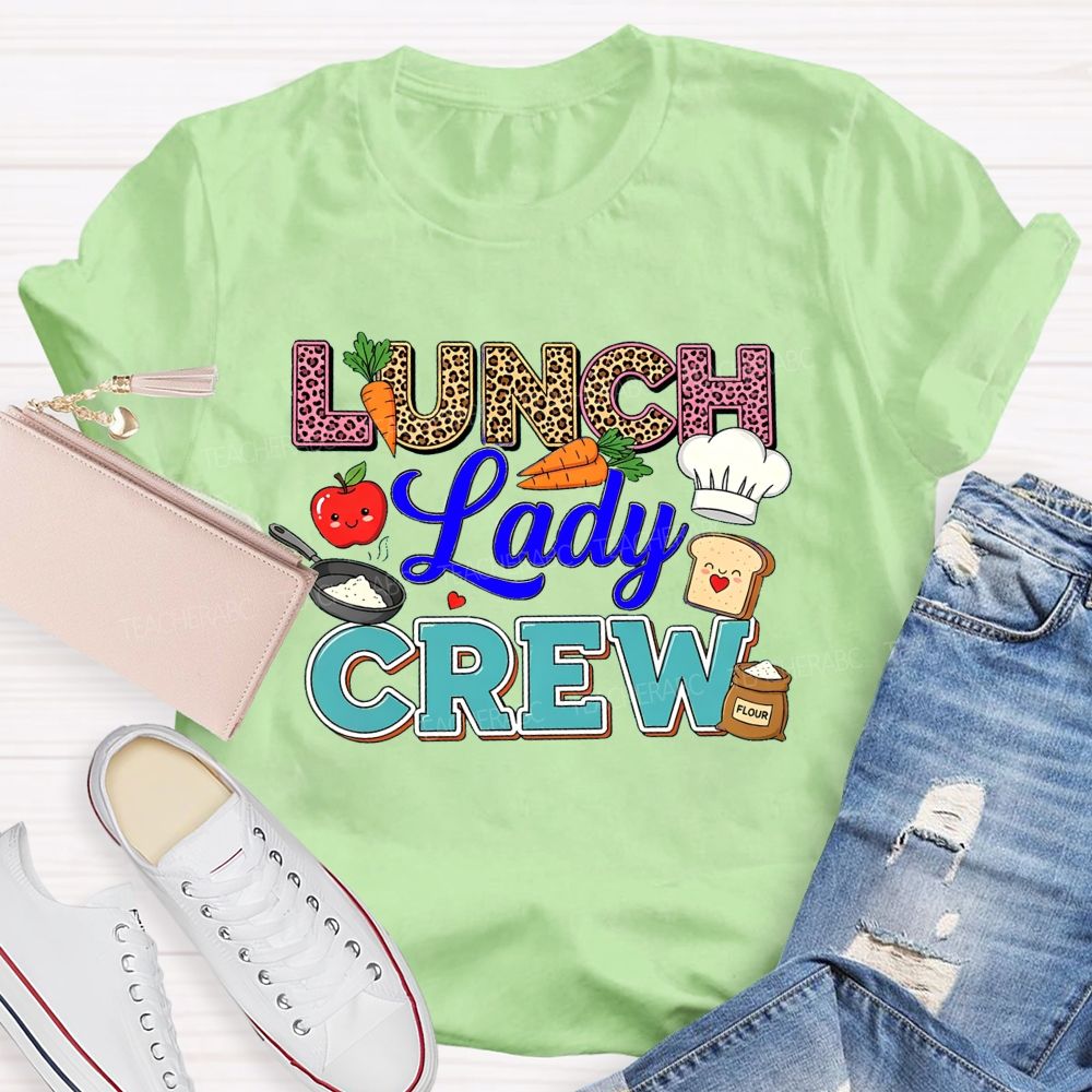 Lunch Lady Crew Leopard Print School Cafeteria Staff T-shirt