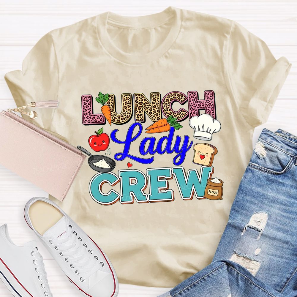 Lunch Lady Crew Leopard Print School Cafeteria Staff T-shirt