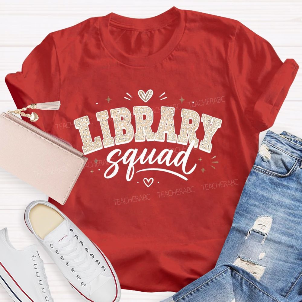 Library Squad Leopard Print Librarian Team T-shirt