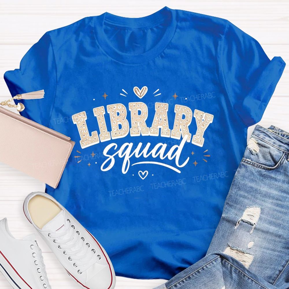 Library Squad Leopard Print Librarian Team T-shirt