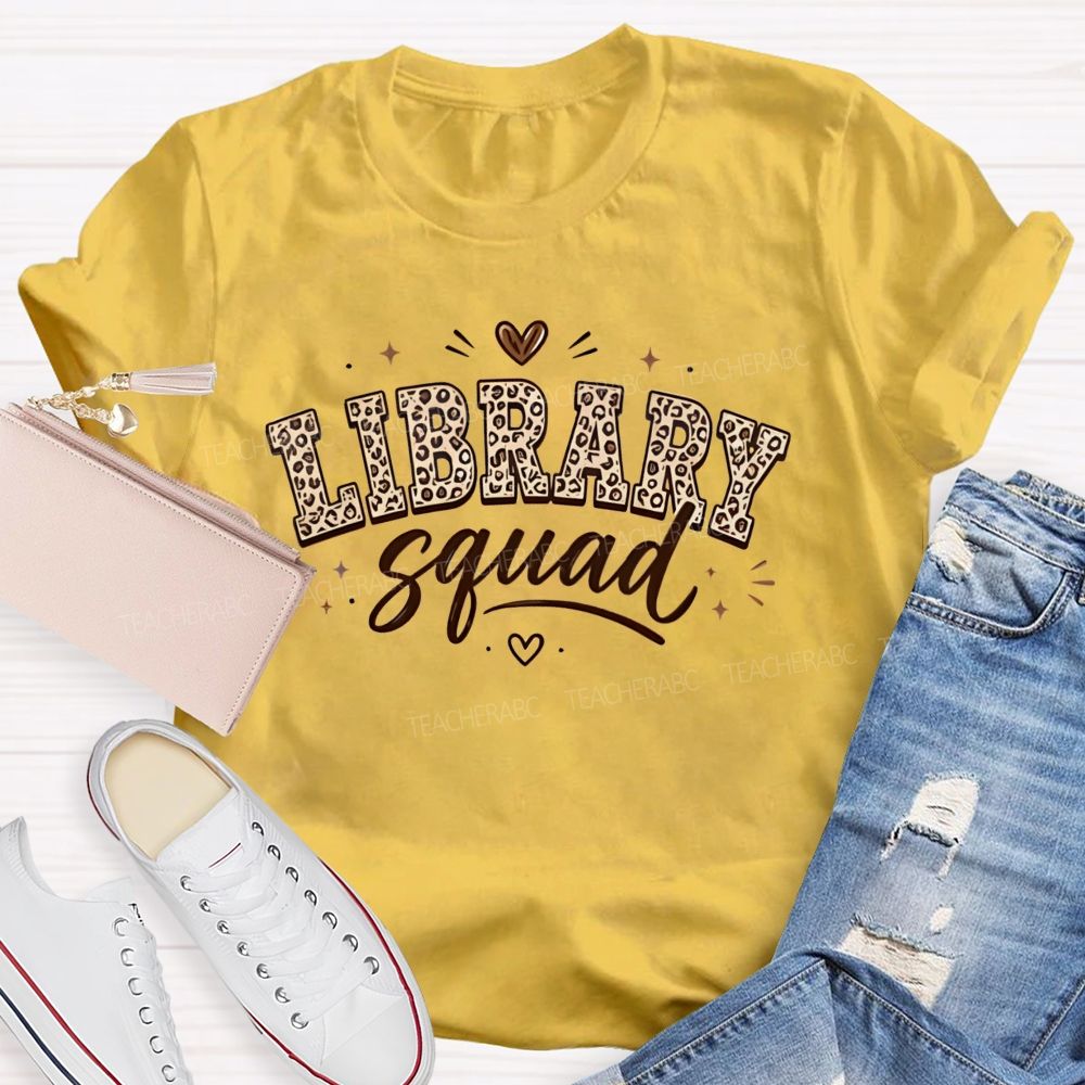 Library Squad Leopard Print Librarian Team T-shirt