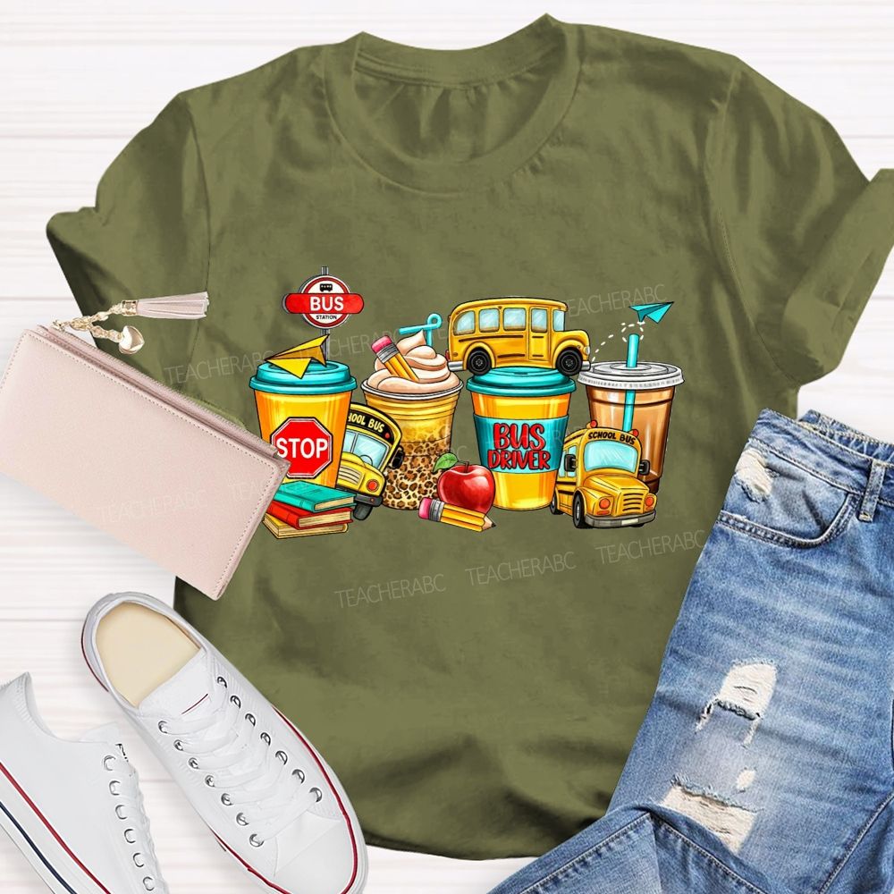 Life Of A School Bus Driver Fueled By Coffee T-shirt