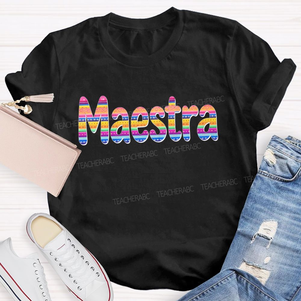Maestra Vintage Floral Teacher T-shirt