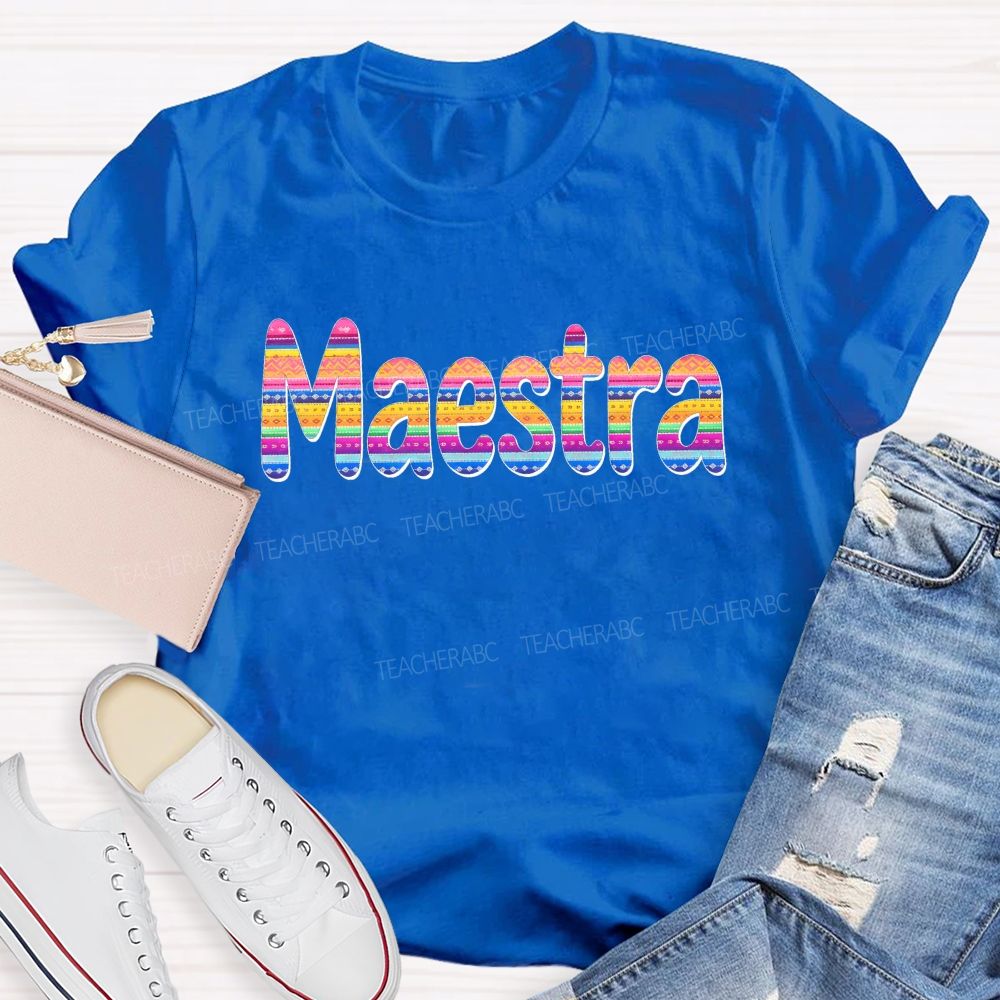 Maestra Vintage Floral Teacher T-shirt