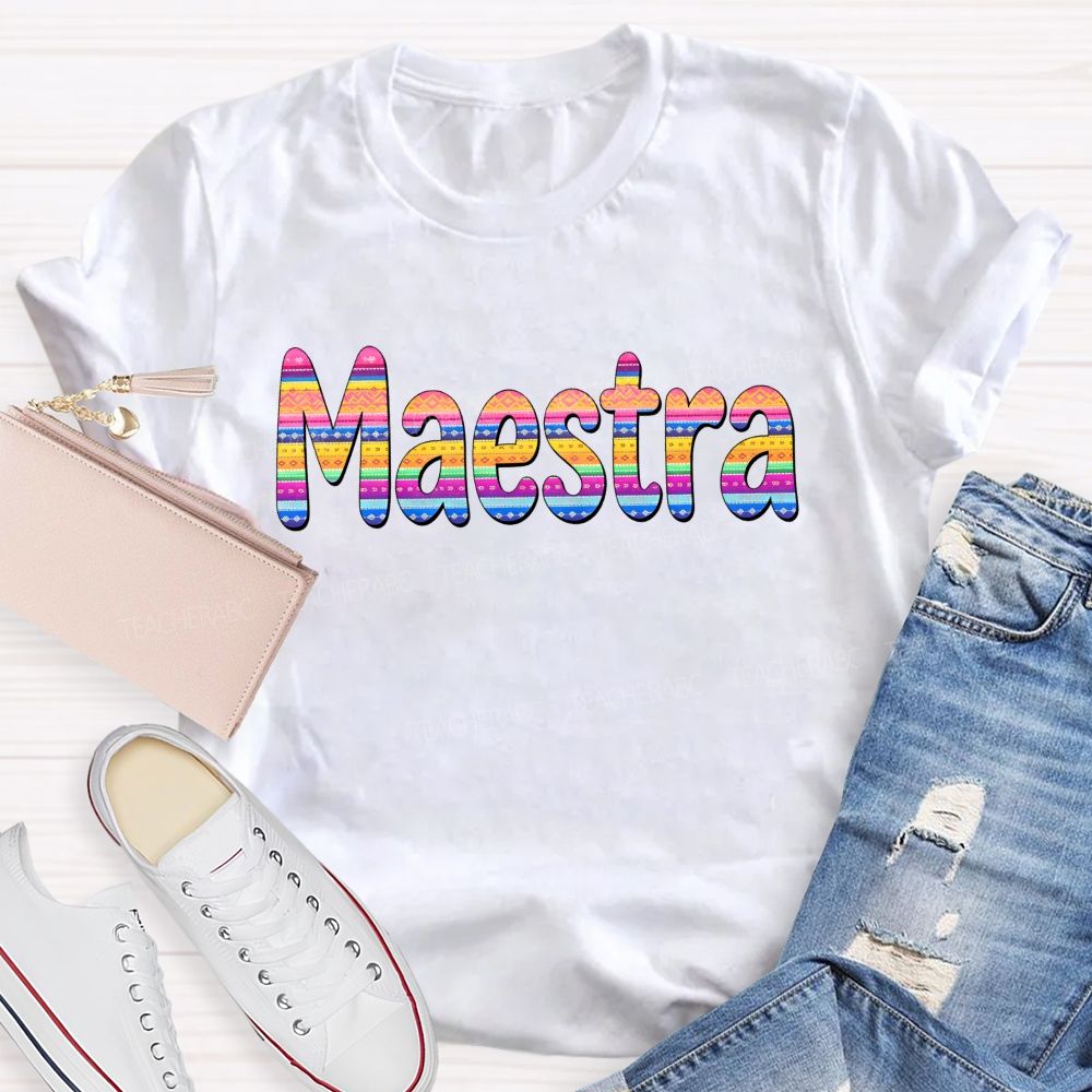 Maestra Vintage Floral Teacher T-shirt