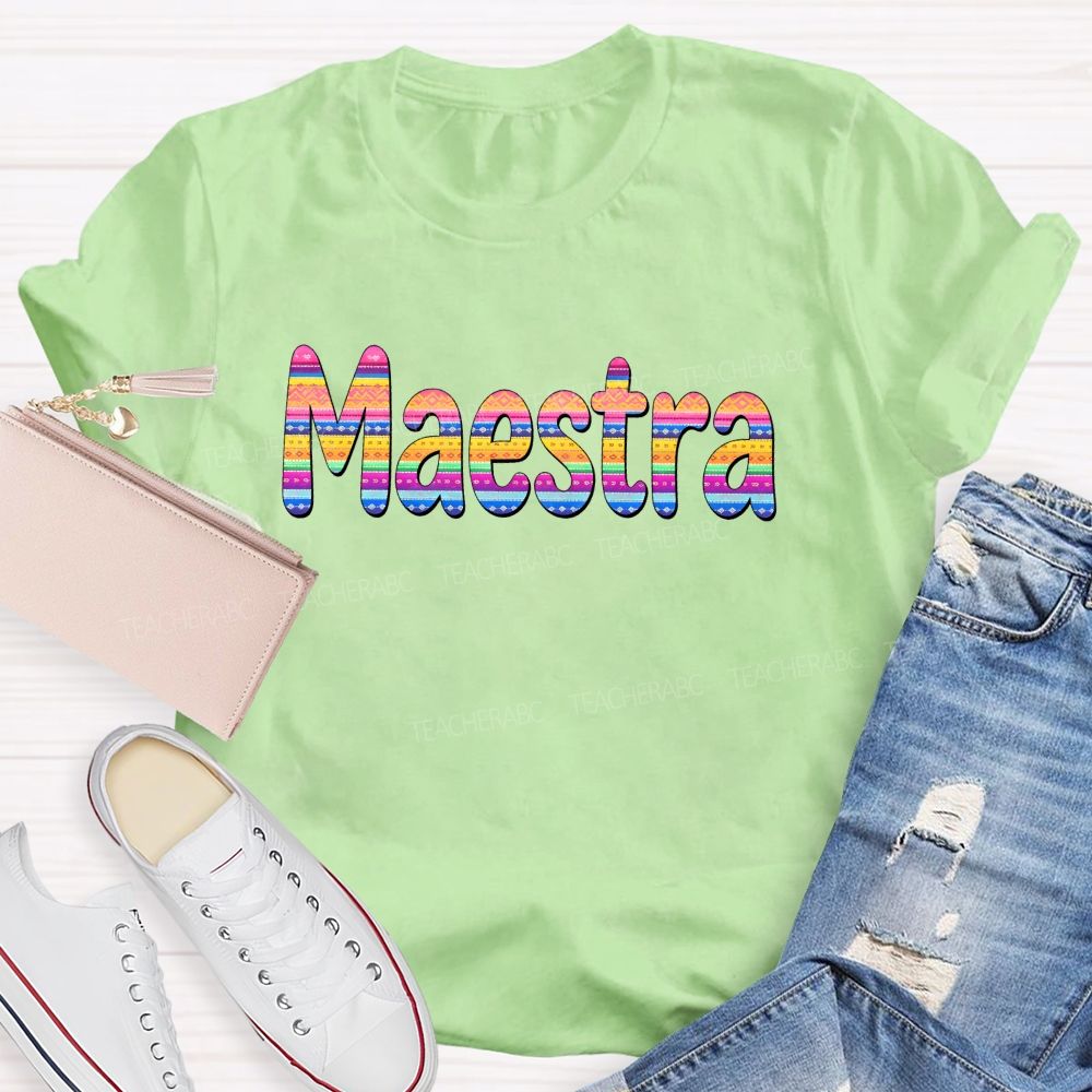 Maestra Vintage Floral Teacher T-shirt