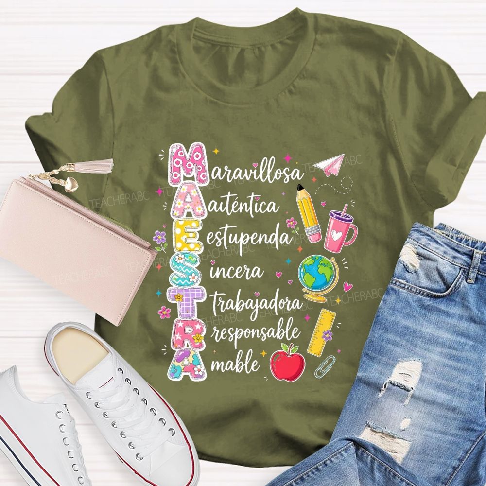 maestra maravillosa autentica Teacher T-shirt