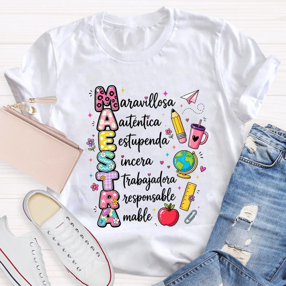 maestra maravillosa autentica Teacher T-shirt