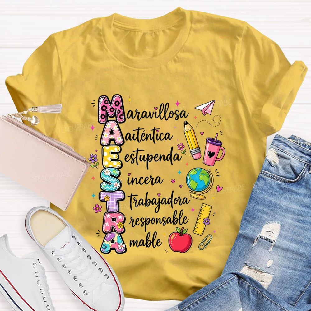 maestra maravillosa autentica Teacher T-shirt
