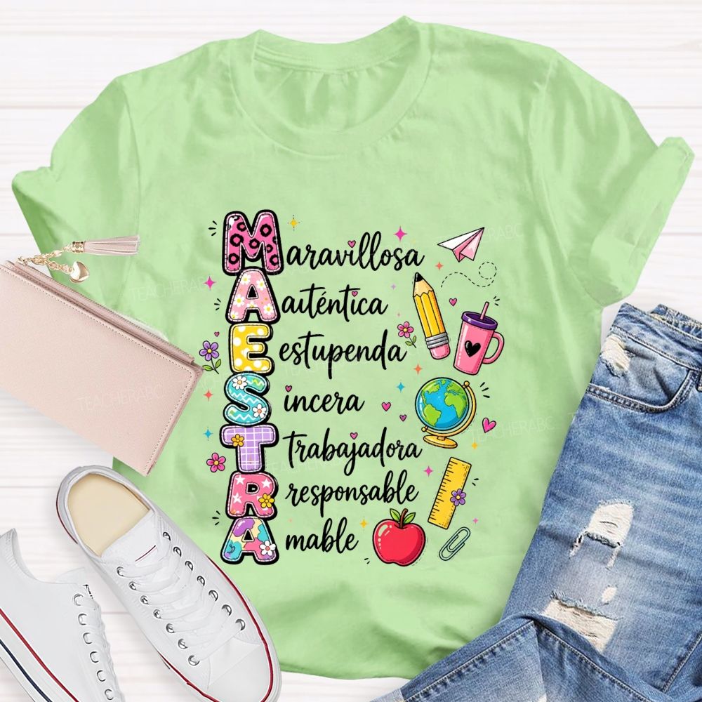 maestra maravillosa autentica Teacher T-shirt