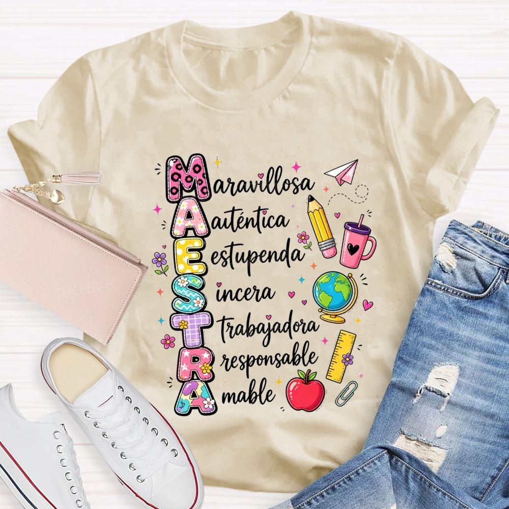 maestra maravillosa autentica Teacher T-shirt