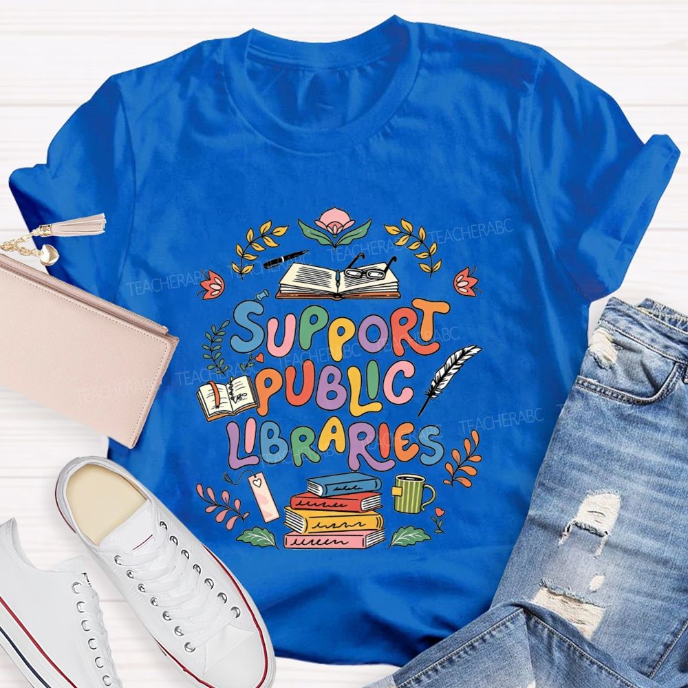Support Public Libraries Book Floral T-shirt