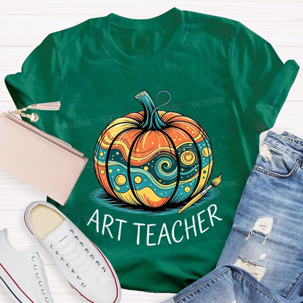 Art Teacher Starry Night Pumpkin Fall Teacher T-shirt