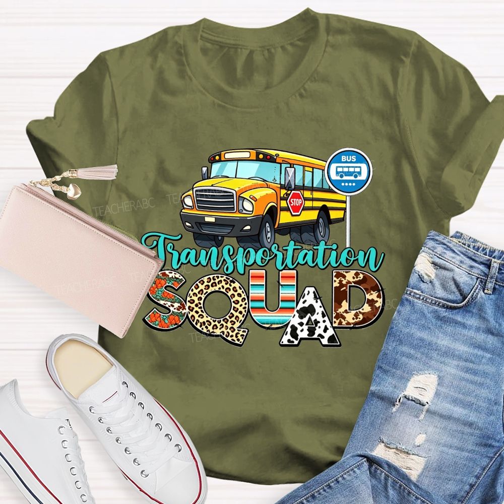 Transportation Squad Leopard Cow Print School Bus Driver T-shirt