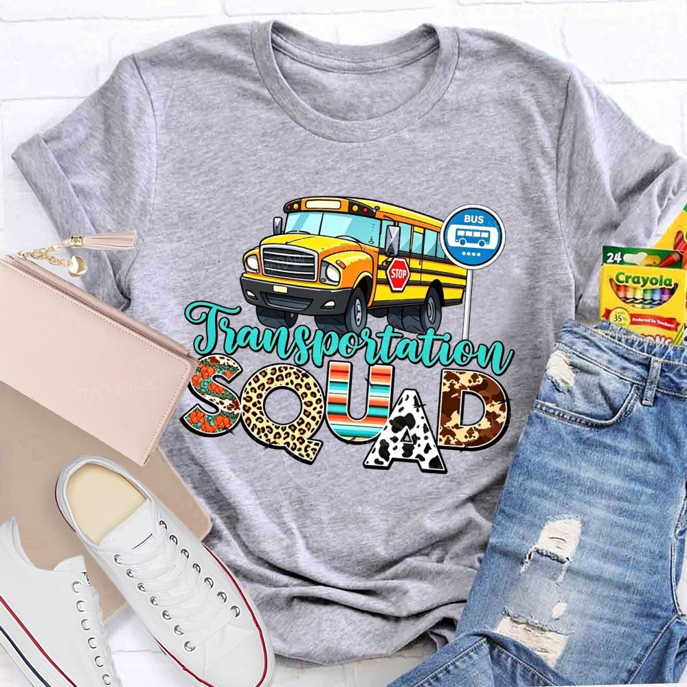 Transportation Squad Leopard Cow Print School Bus Driver T-shirt