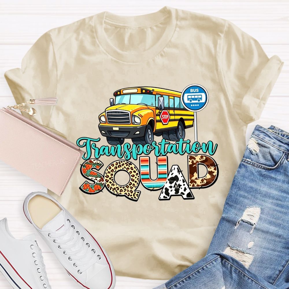 Transportation Squad Leopard Cow Print School Bus Driver T-shirt