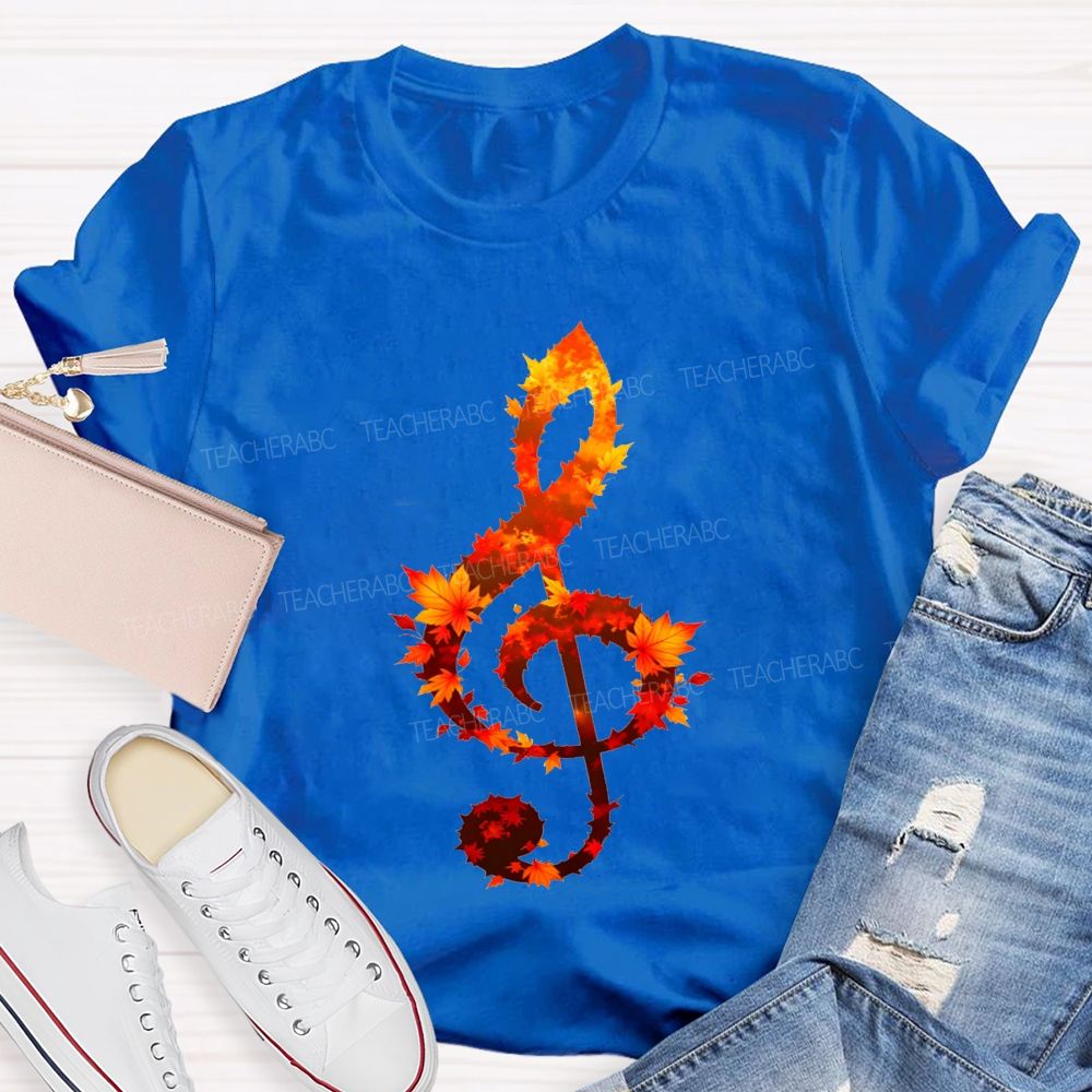 Fall Leaves And Sweet Music Teacher T-shirt