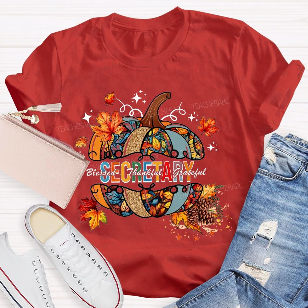 Secretary Blessed Thankful Grateful Fall Vibes T-shirt