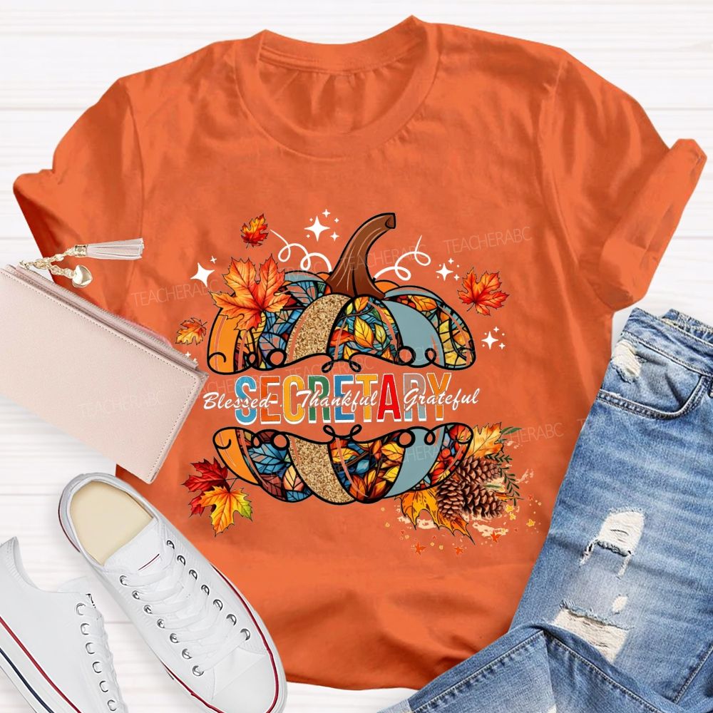 Secretary Blessed Thankful Grateful Fall Vibes T-shirt