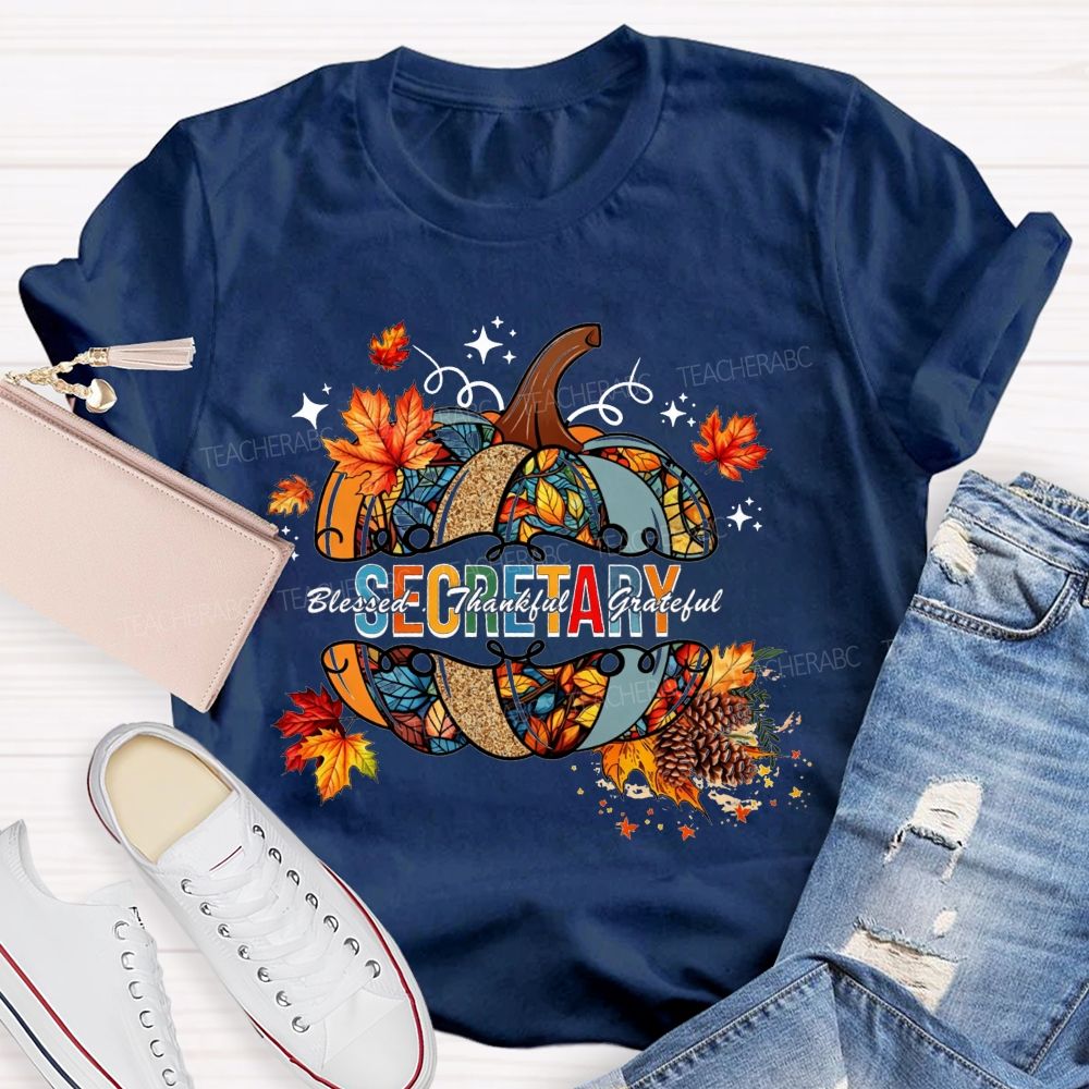 Secretary Blessed Thankful Grateful Fall Vibes T-shirt