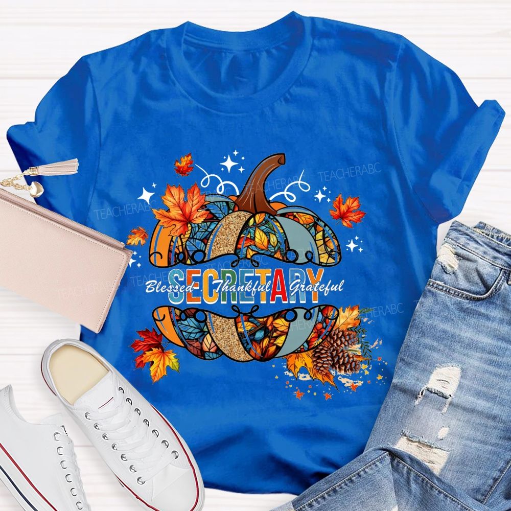 Secretary Blessed Thankful Grateful Fall Vibes T-shirt