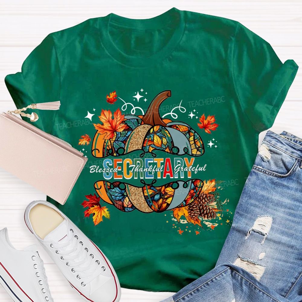 Secretary Blessed Thankful Grateful Fall Vibes T-shirt
