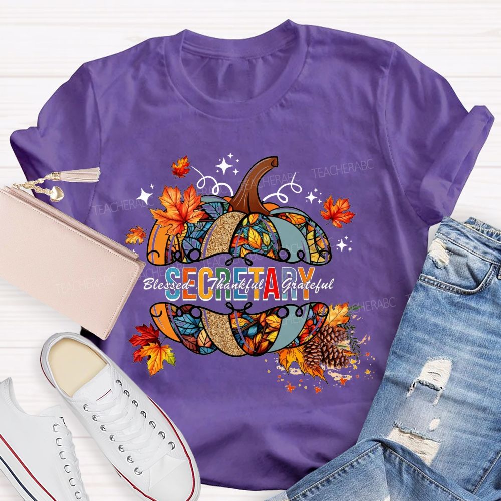 Secretary Blessed Thankful Grateful Fall Vibes T-shirt