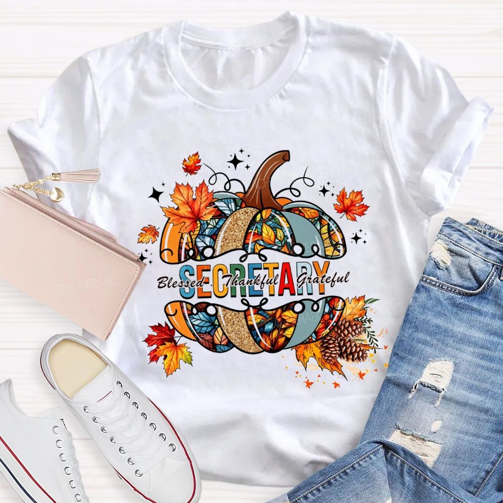 Secretary Blessed Thankful Grateful Fall Vibes T-shirt