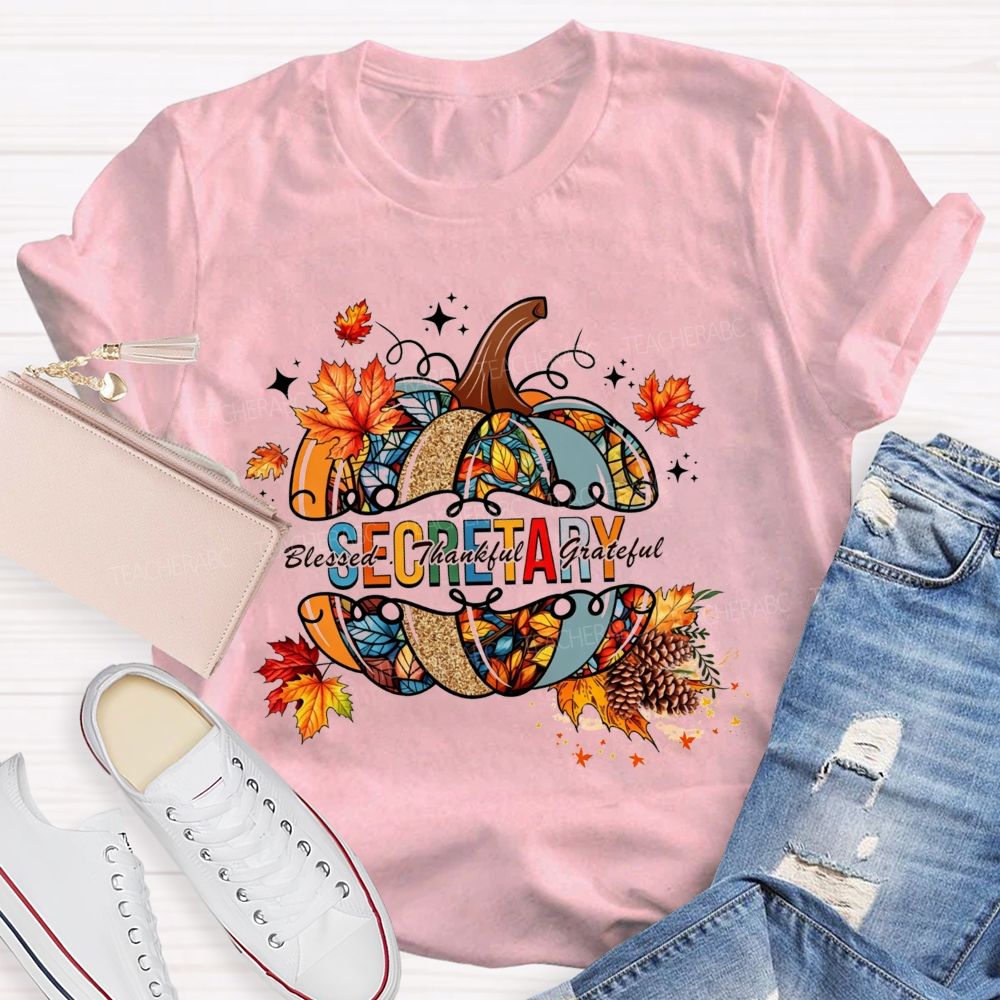 Secretary Blessed Thankful Grateful Fall Vibes T-shirt