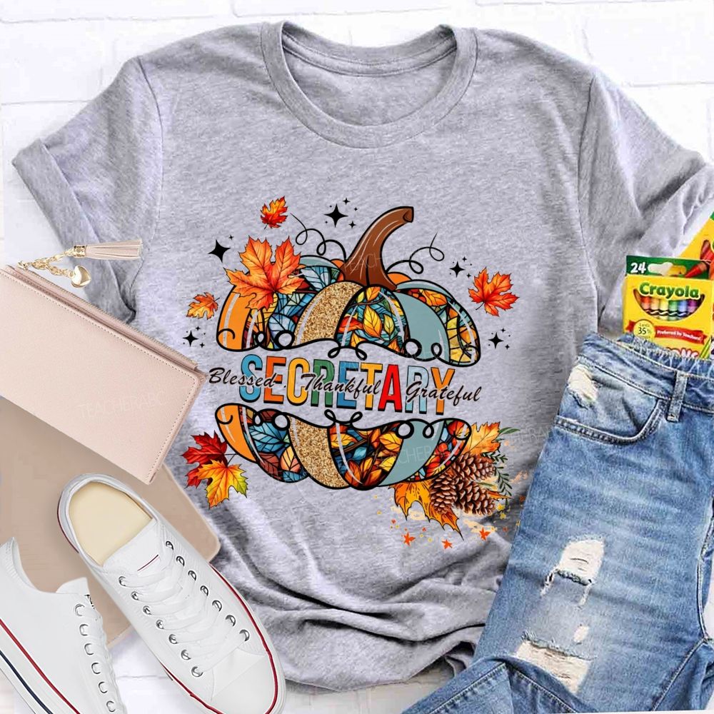 Secretary Blessed Thankful Grateful Fall Vibes T-shirt