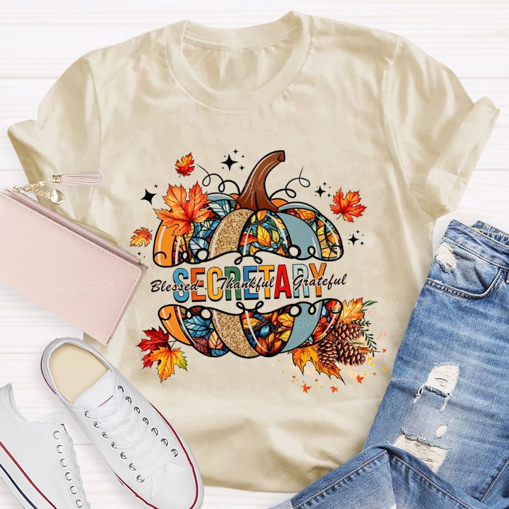 Secretary Blessed Thankful Grateful Fall Vibes T-shirt