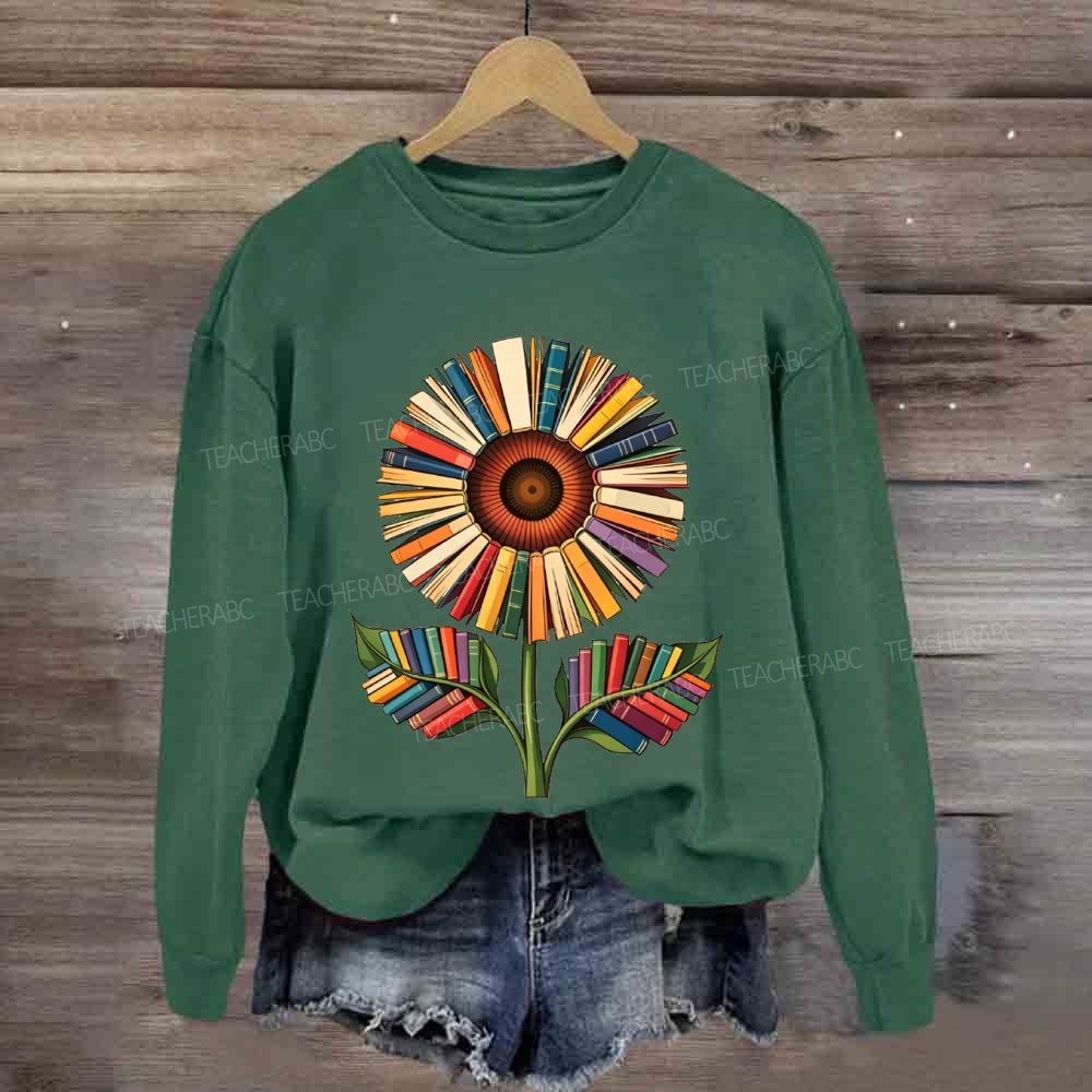 Book-Style Sunflower Sweatshirt
