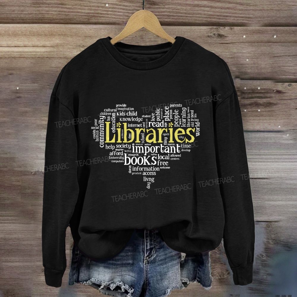 Librarian Important Book Heart Sweatshirt