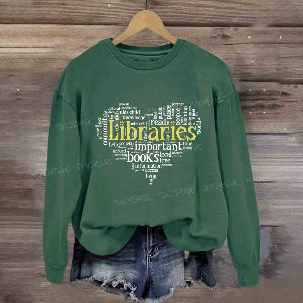 Librarian Important Book Heart Sweatshirt