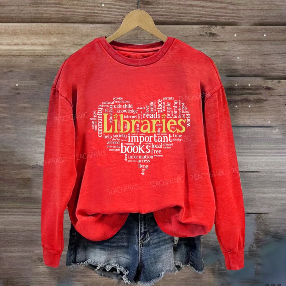 Librarian Important Book Heart Sweatshirt