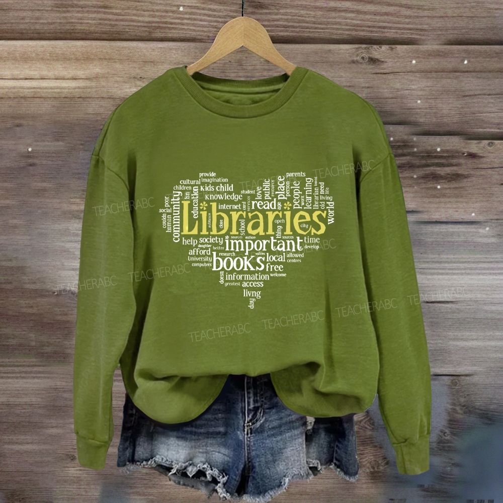 Librarian Important Book Heart Sweatshirt