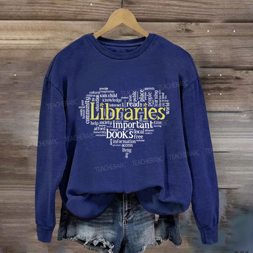 Librarian Important Book Heart Sweatshirt