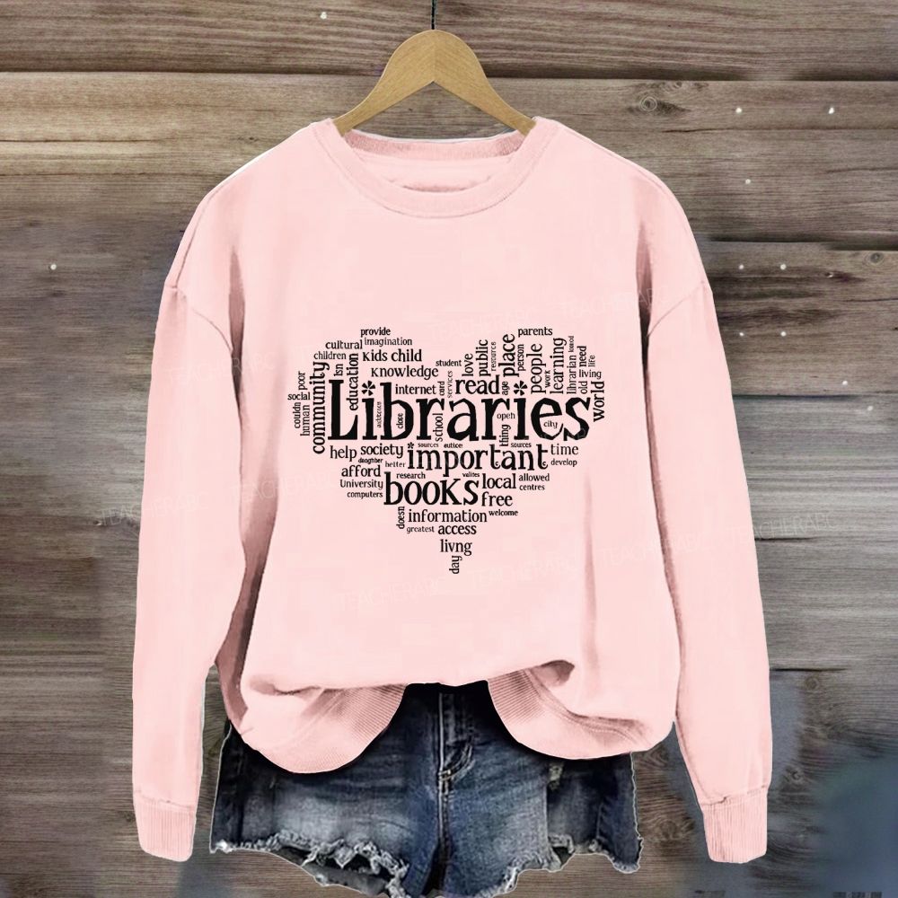Librarian Important Book Heart Sweatshirt