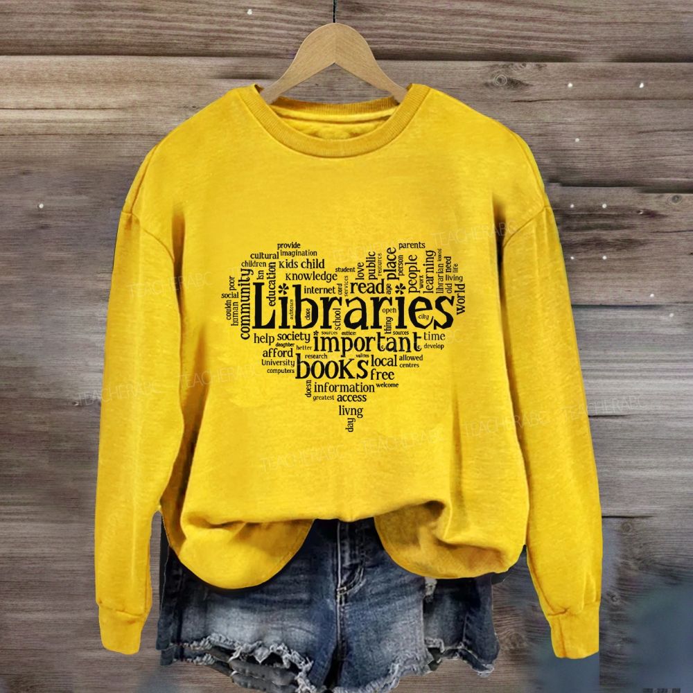 Librarian Important Book Heart Sweatshirt