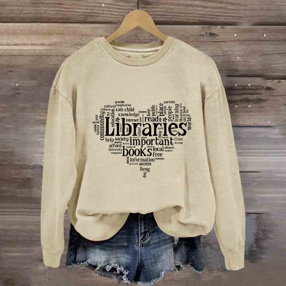 Librarian Important Book Heart Sweatshirt