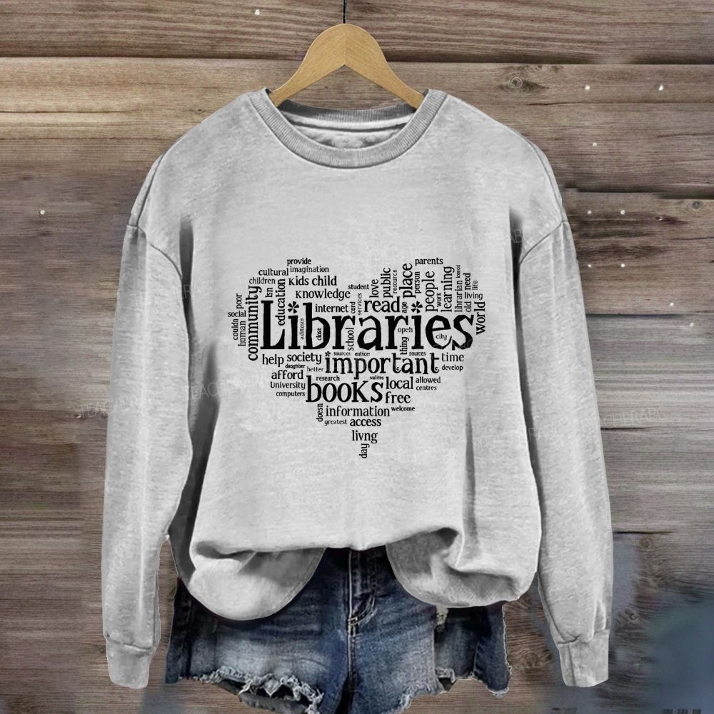 Librarian Important Book Heart Sweatshirt
