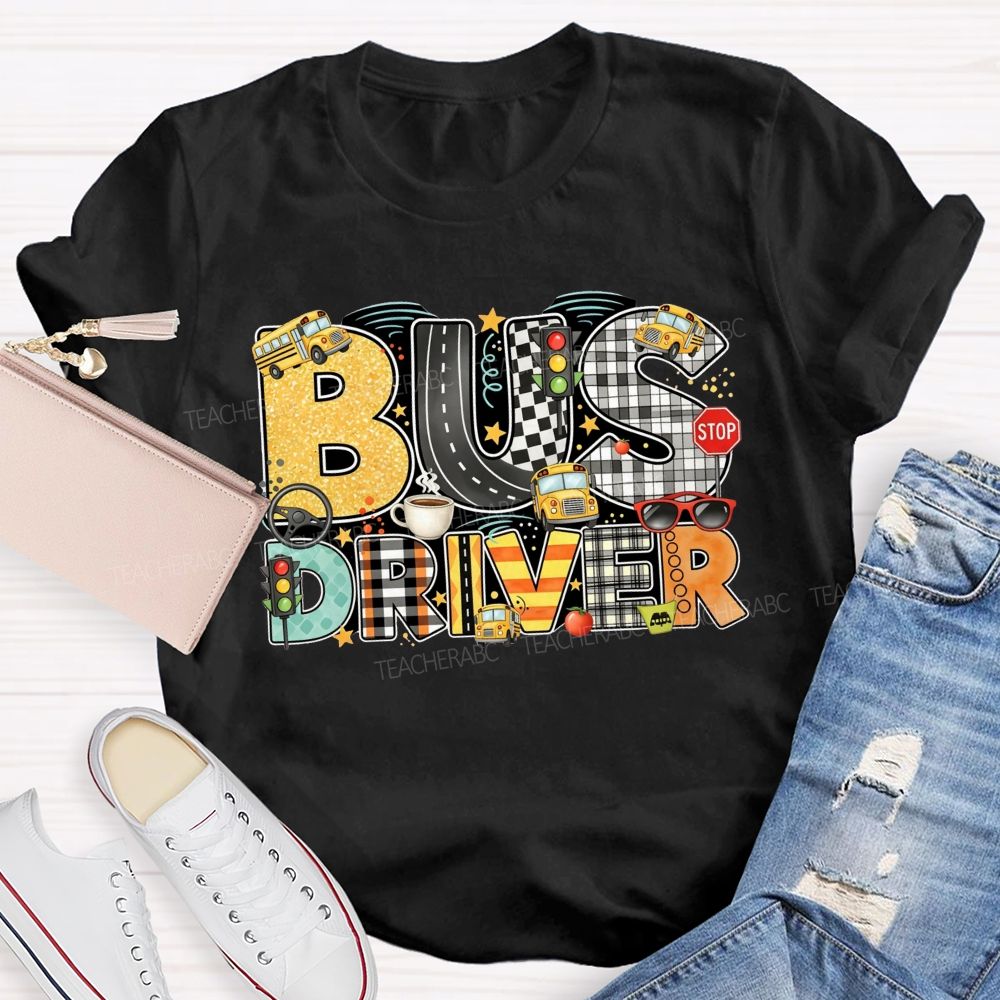 Bus Driver Mode On Coffee In Hand Kids On Board T-shirt