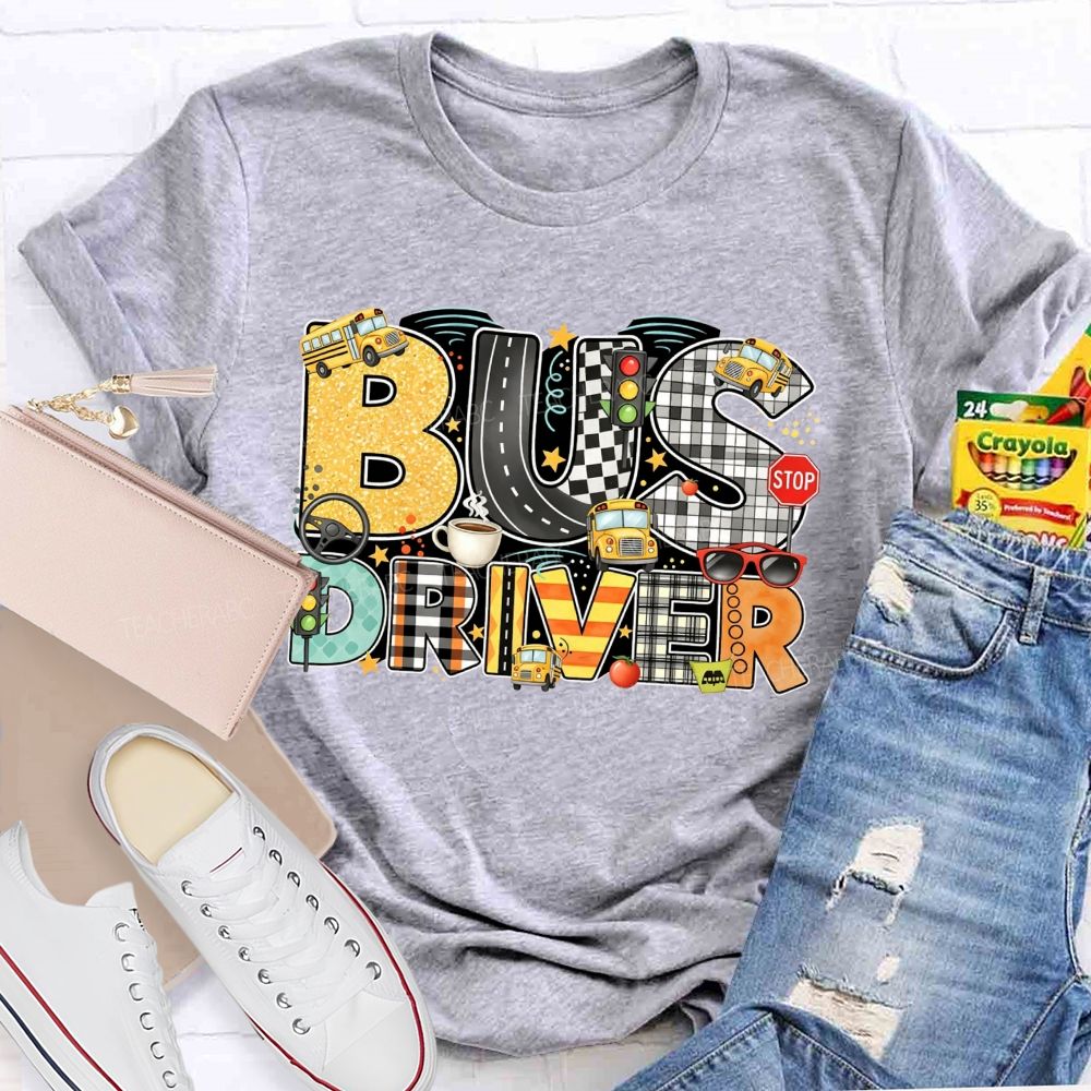 Bus Driver Mode On Coffee In Hand Kids On Board T-shirt