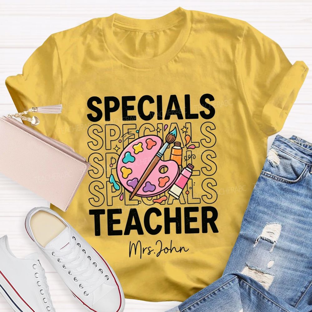 Personalized Name Specials Art  Teacher T-Shirt