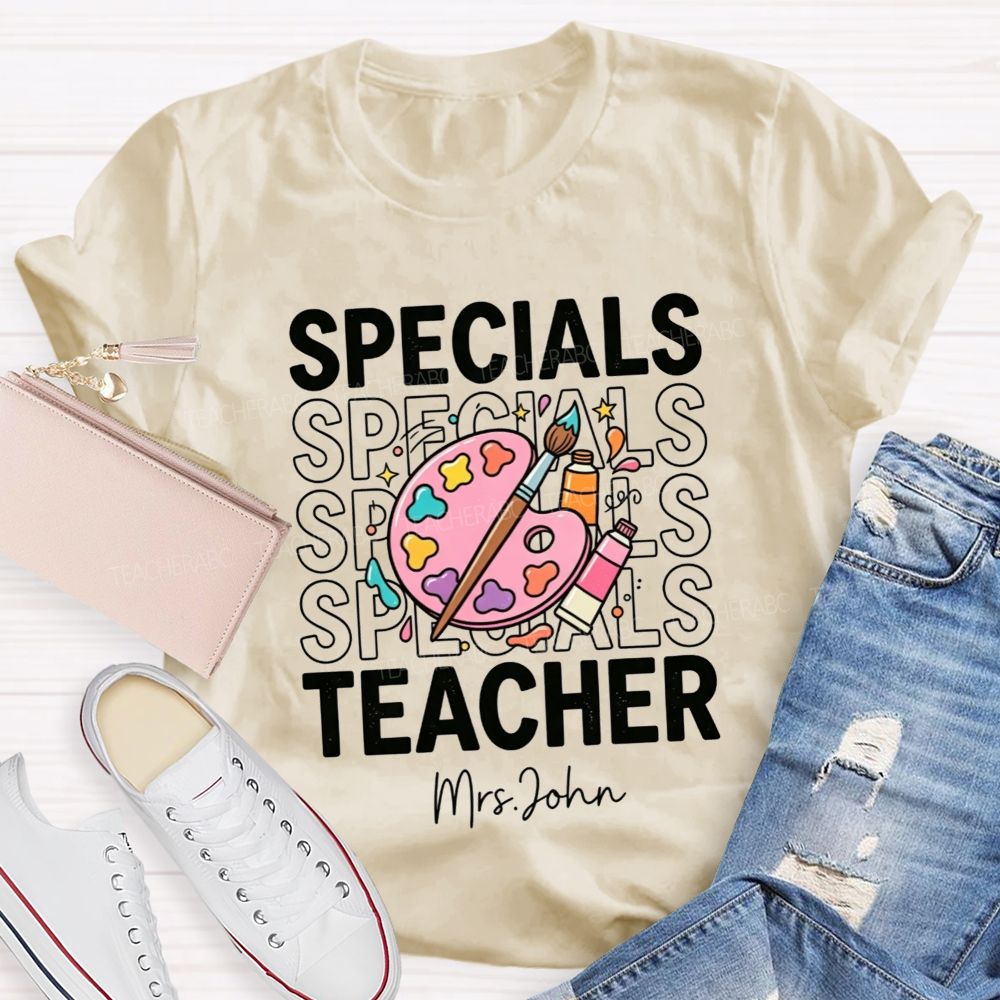 Personalized Name Specials Art  Teacher T-Shirt