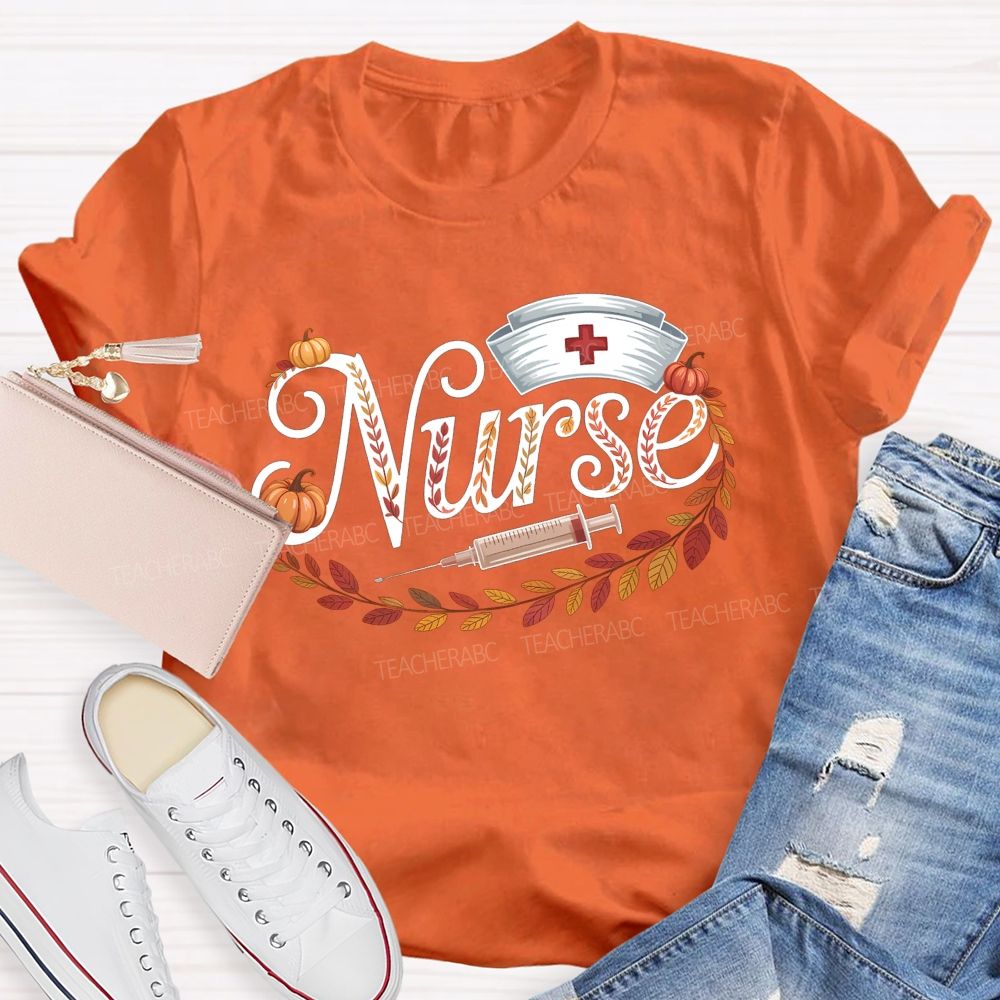 Fall Nurse Pumpkin Fall Vibes Nurse Life T-shirt