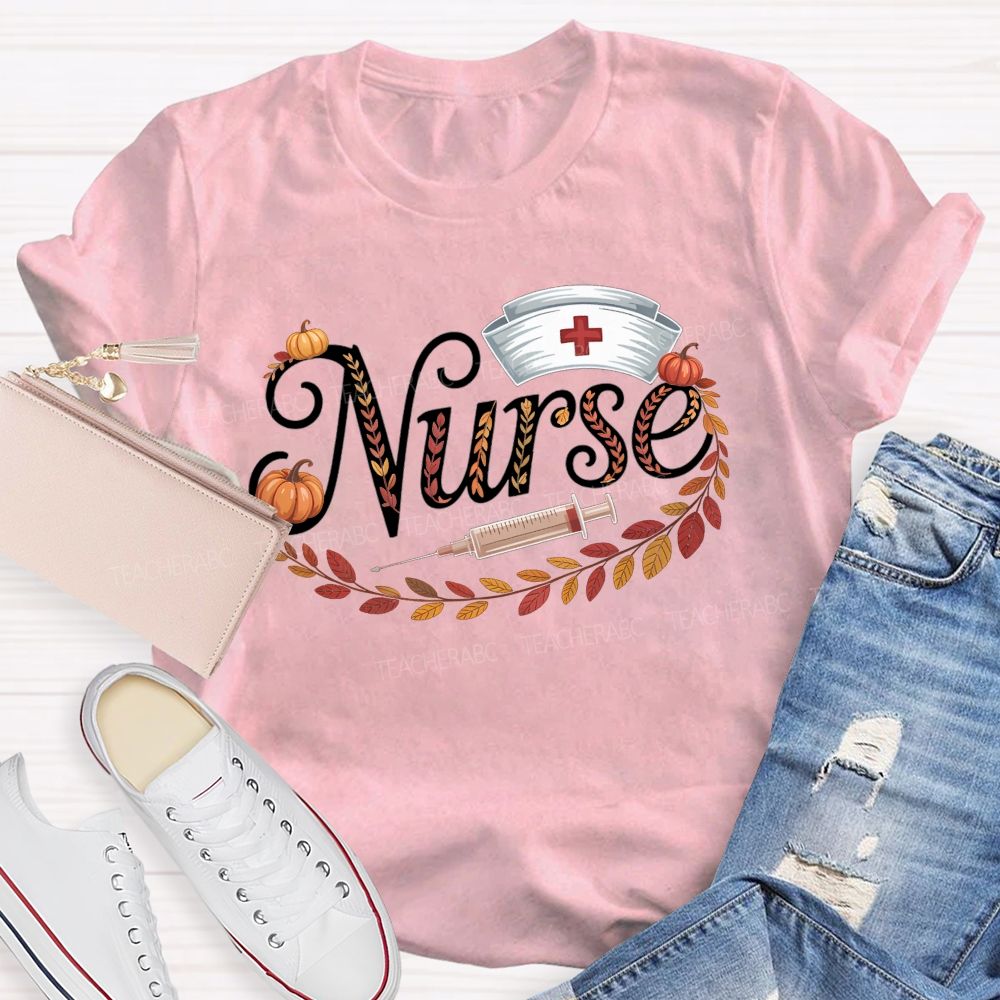 Fall Nurse Pumpkin Fall Vibes Nurse Life T-shirt