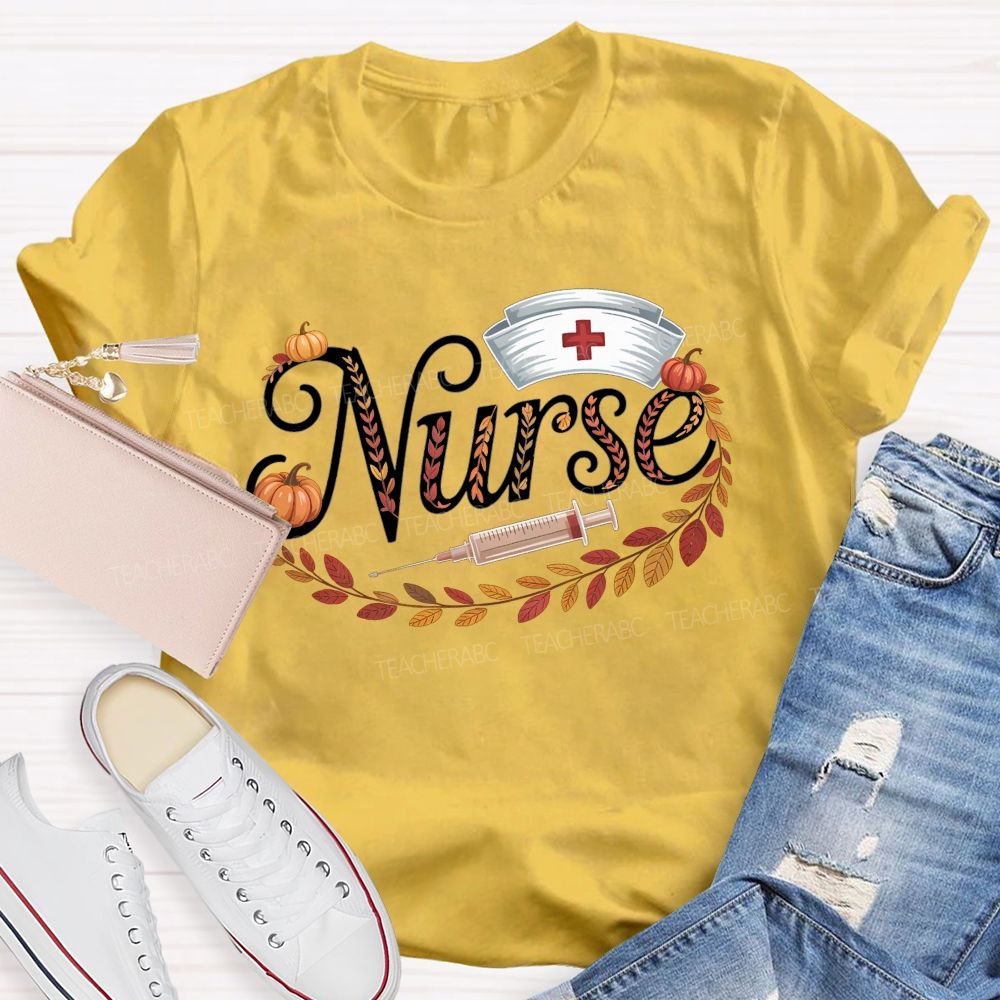 Fall Nurse Pumpkin Fall Vibes Nurse Life T-shirt